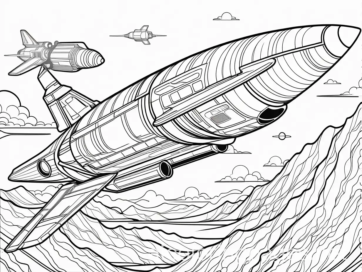 MangaInspired-Robots-Soaring-Through-Space-on-a-Colorful-Coloring-Page