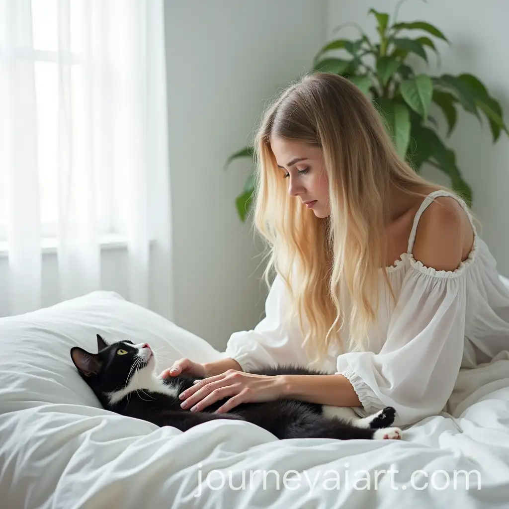 Loving-Young-Woman-with-Elderly-Cat-in-a-Bright-Bedroom