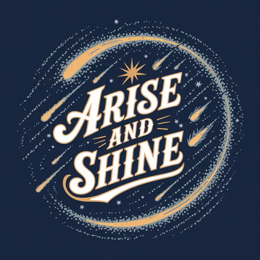 Meteor Shower Graphic Tee Design with Arise and Shine Text