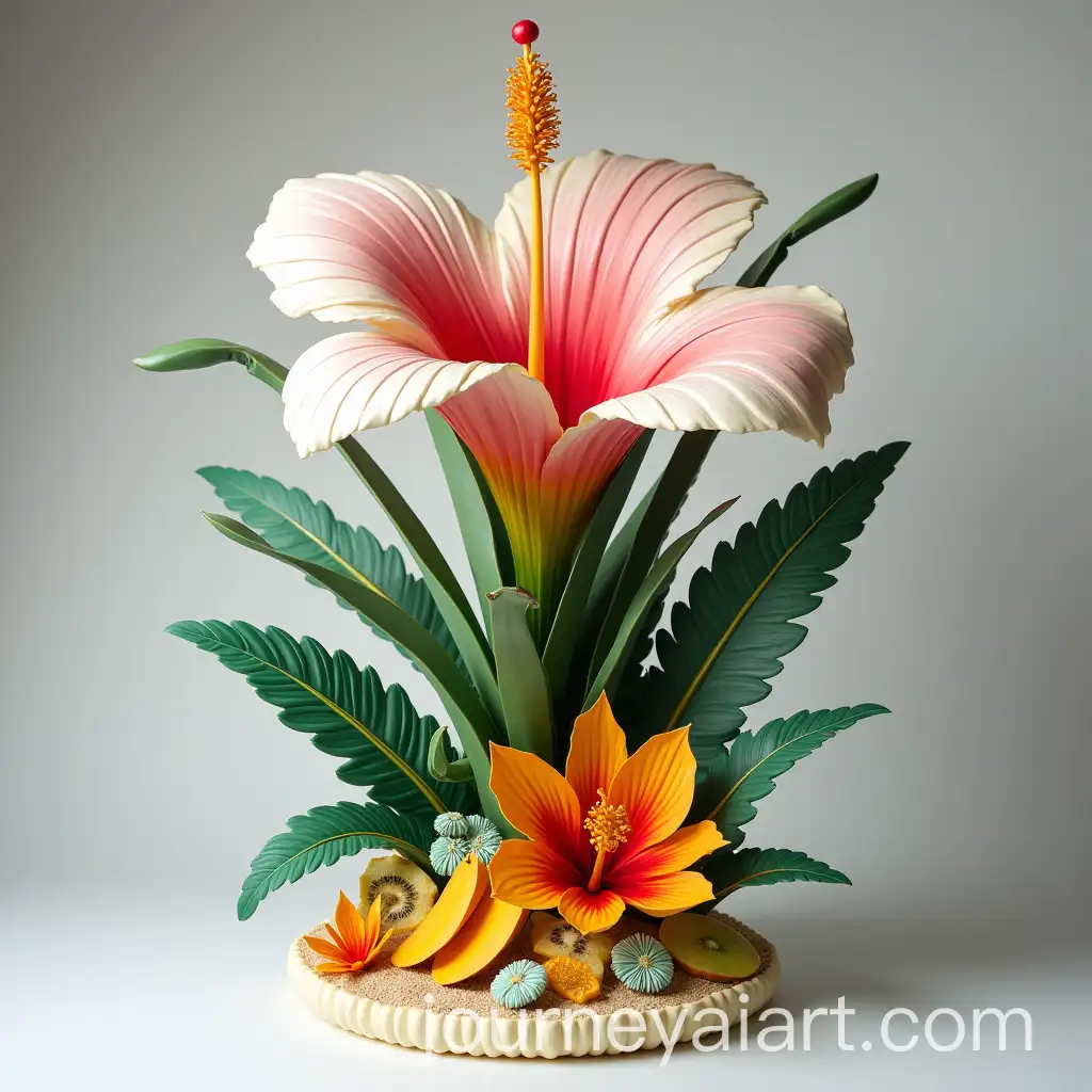 Giant-Tropical-Flower-with-Exotic-Fruits-Butterflies-and-Hummingbirds-in-a-Vibrant-Summer-Composition