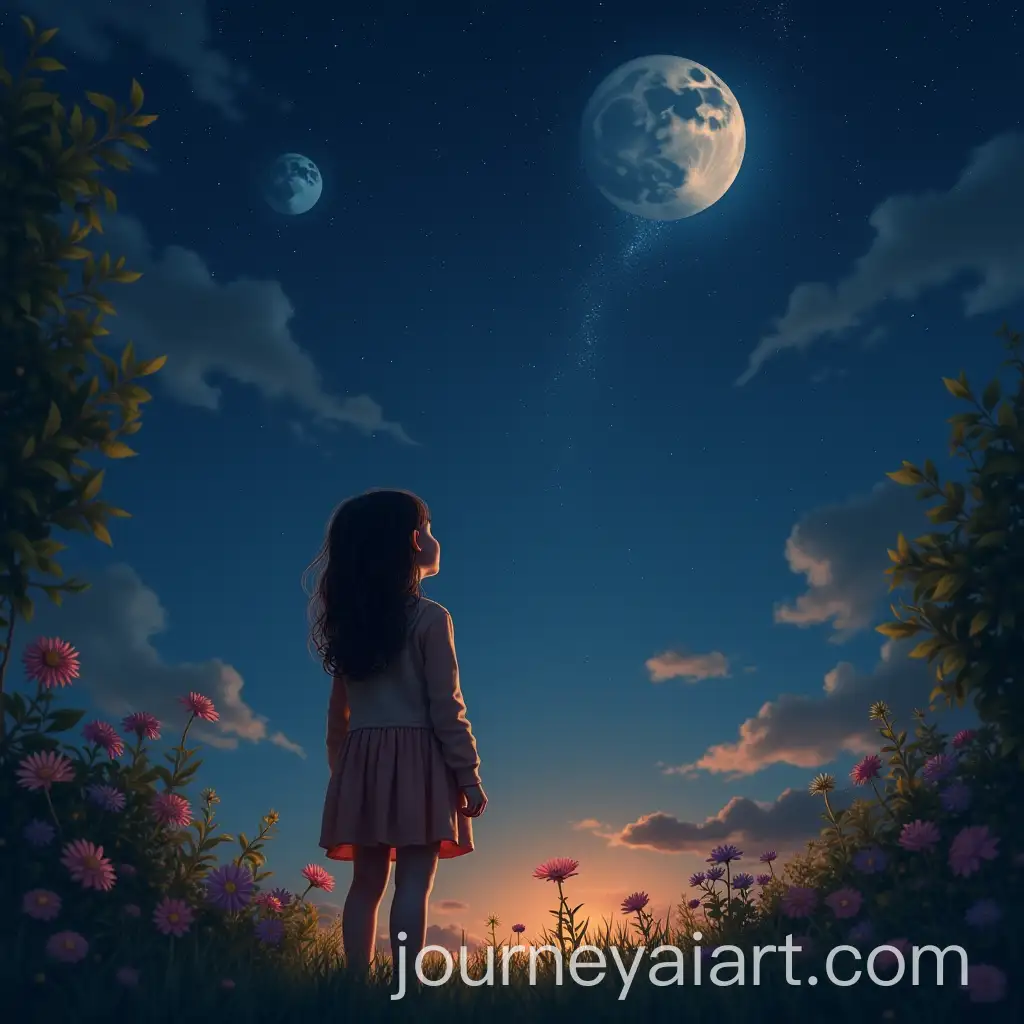 Girl-GazingAI-Image-Prompt-Expansion-at-the-Stars-and-Moon-in-a-Tranquil-Garden-at-Night