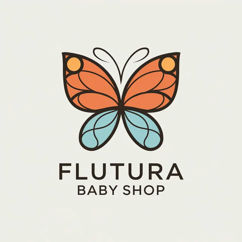 LOGO Design for Flutura Baby Shop Butterfly Symbol with Soft Modern Style and Clear Background