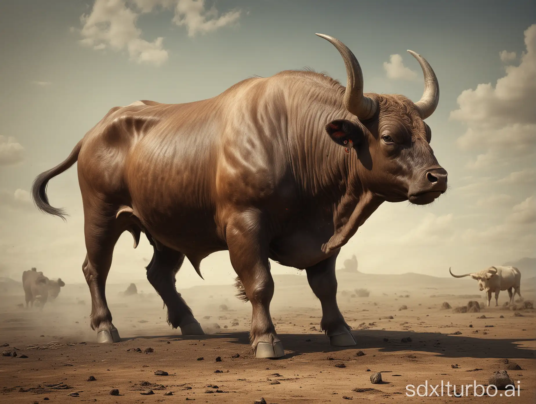 Powerful-Bull-with-Horns-Lowered