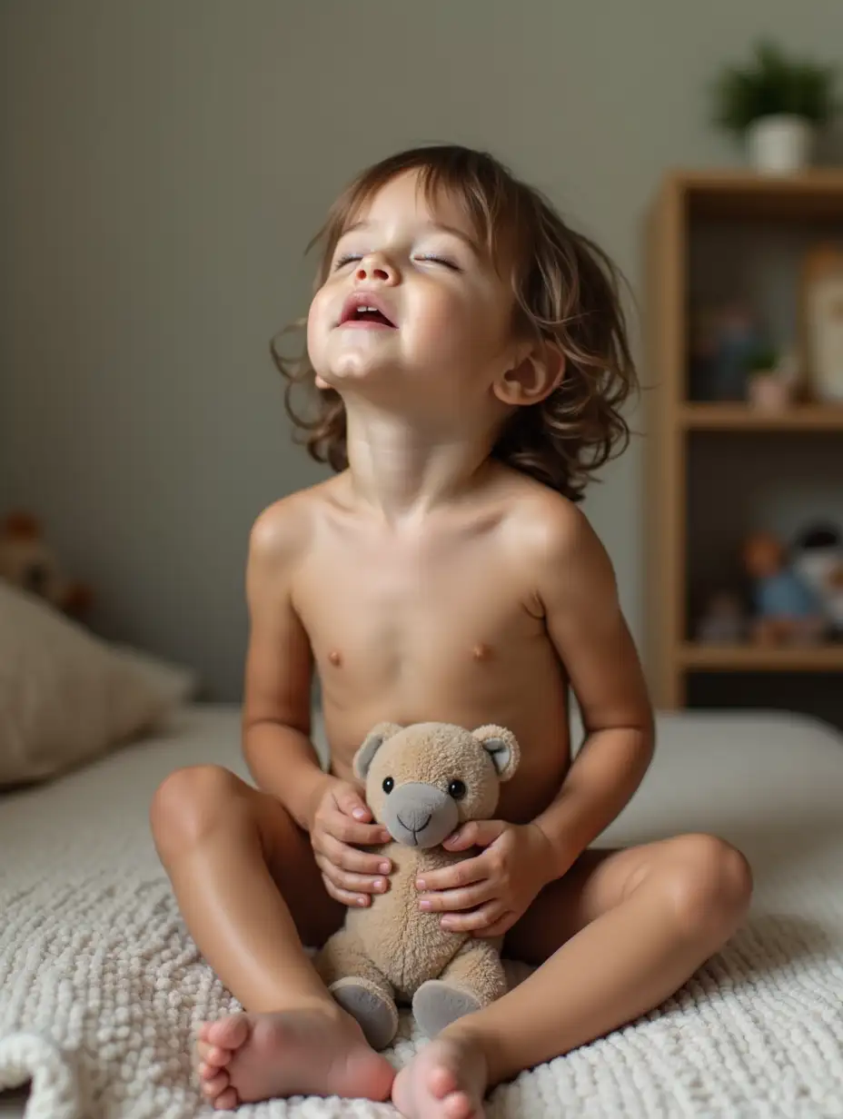 Toddler-Girl-Holding-Stuffed-Animal-in-Playroom-with-Closed-Eyes