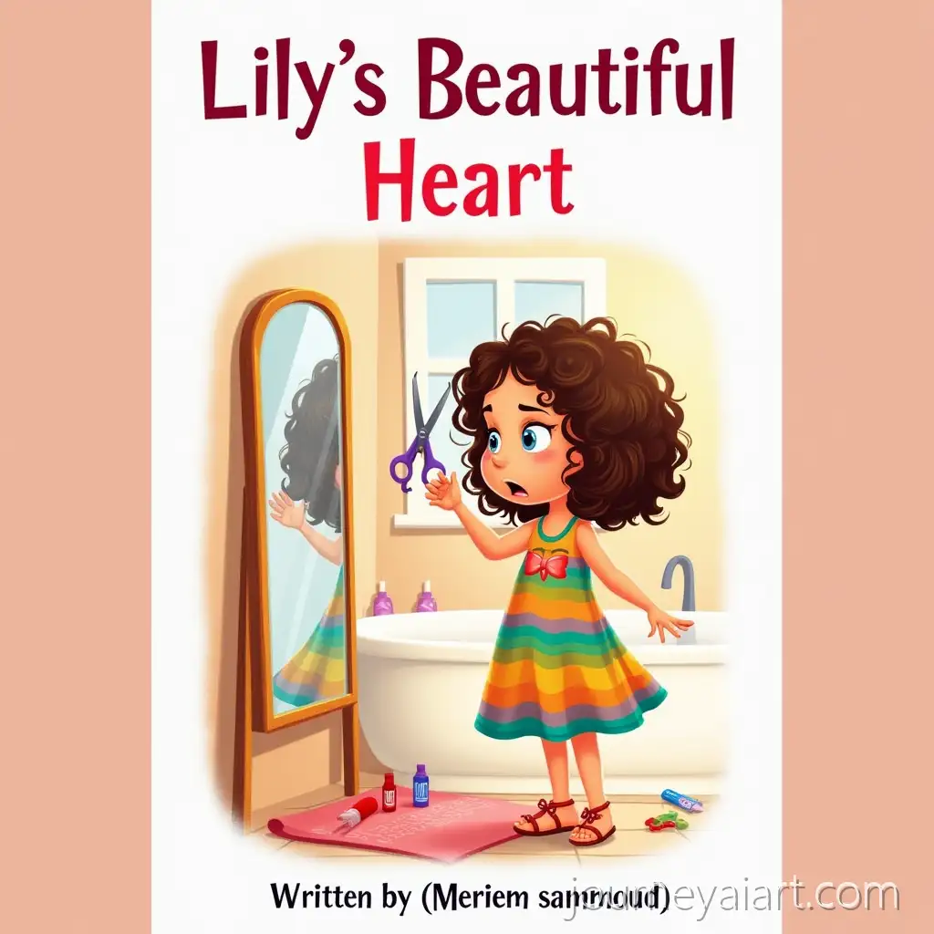 Lilys-Beautiful-Heart-CoverSweet-Girl-with-Scissors-in-Front-of-Bathroom-Mirror-Lilys-Beautiful-Heart-Book-Cover