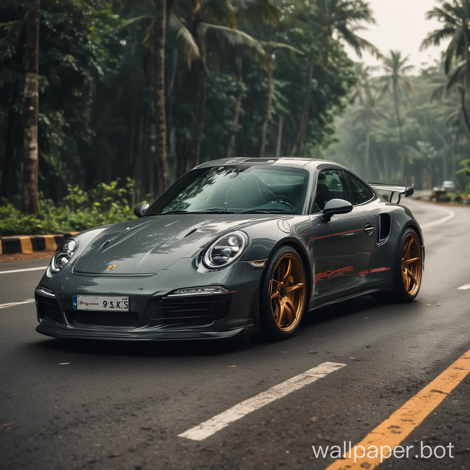 Modified-Porsche-911-Driving-on-Kerala-Roads-8K-Laptop-Wallpaper