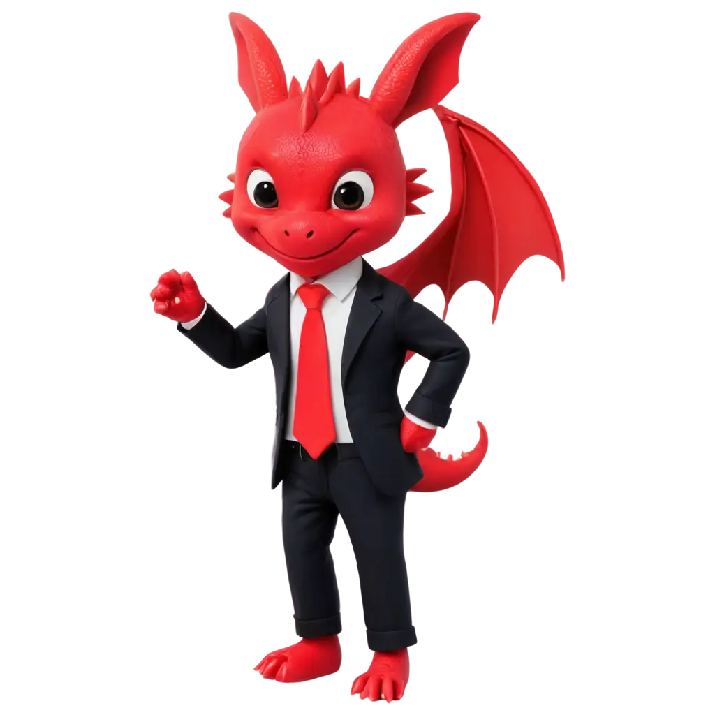 Small-Red-Dragon-in-a-Black-Suit-and-Red-Tie-PNG-Image-Elegant-Fantasy-Character-Illustration