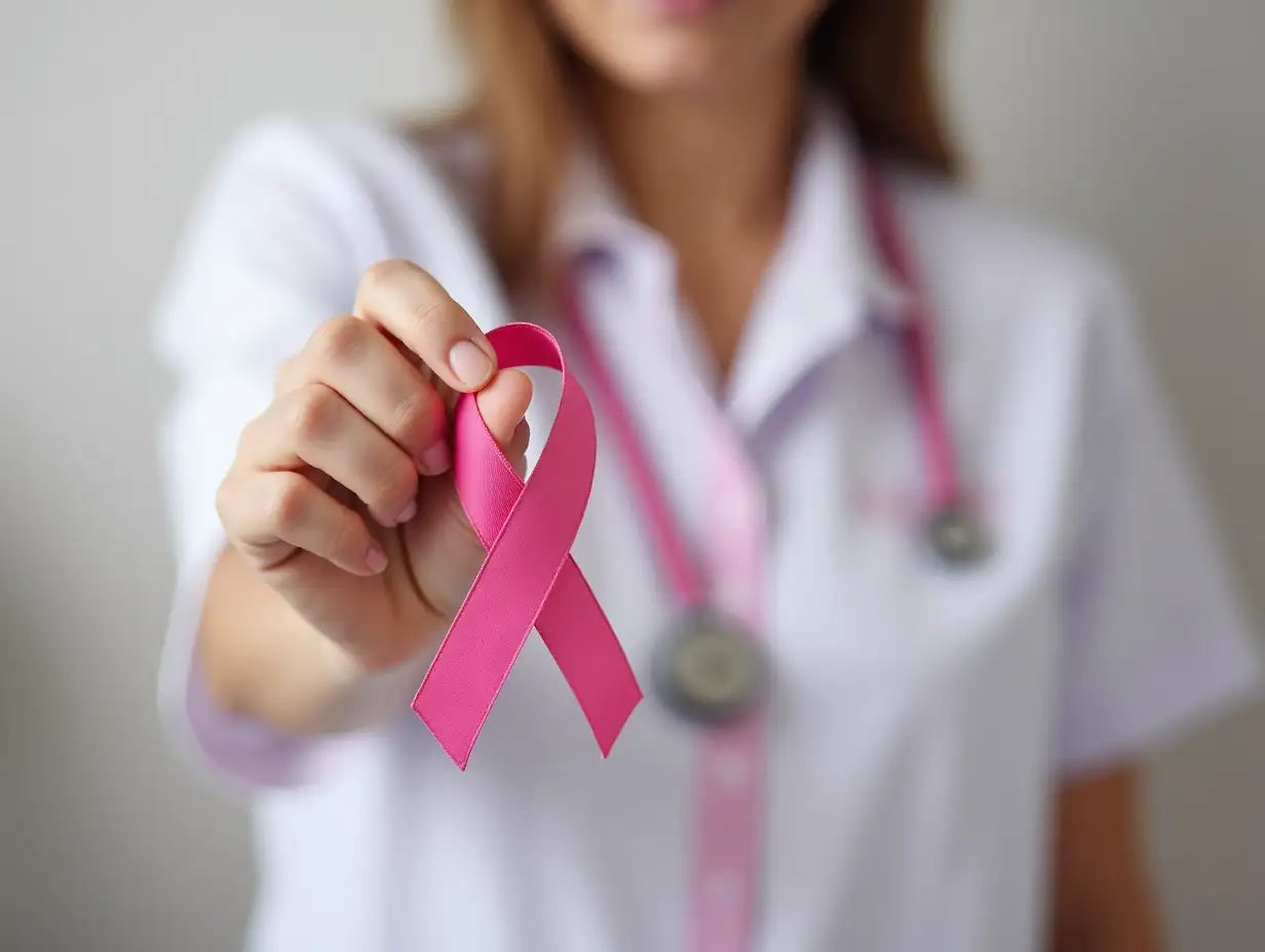 Pink-Ribbon-Woman-in-Hospital-Supporting-Breast-Cancer-Awareness