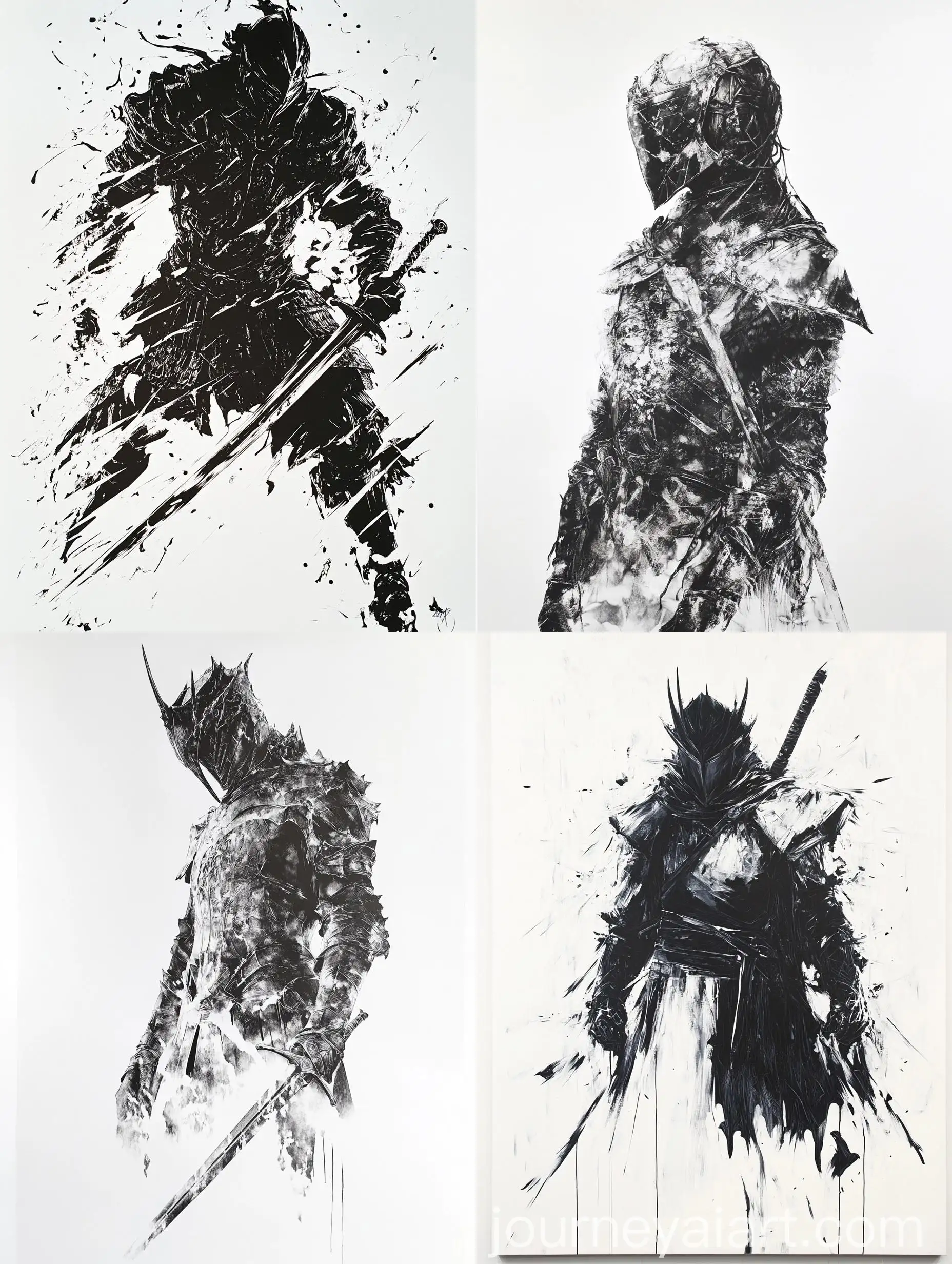 Single-Warrior-in-Intricate-Armor-on-Stark-White-Canvas