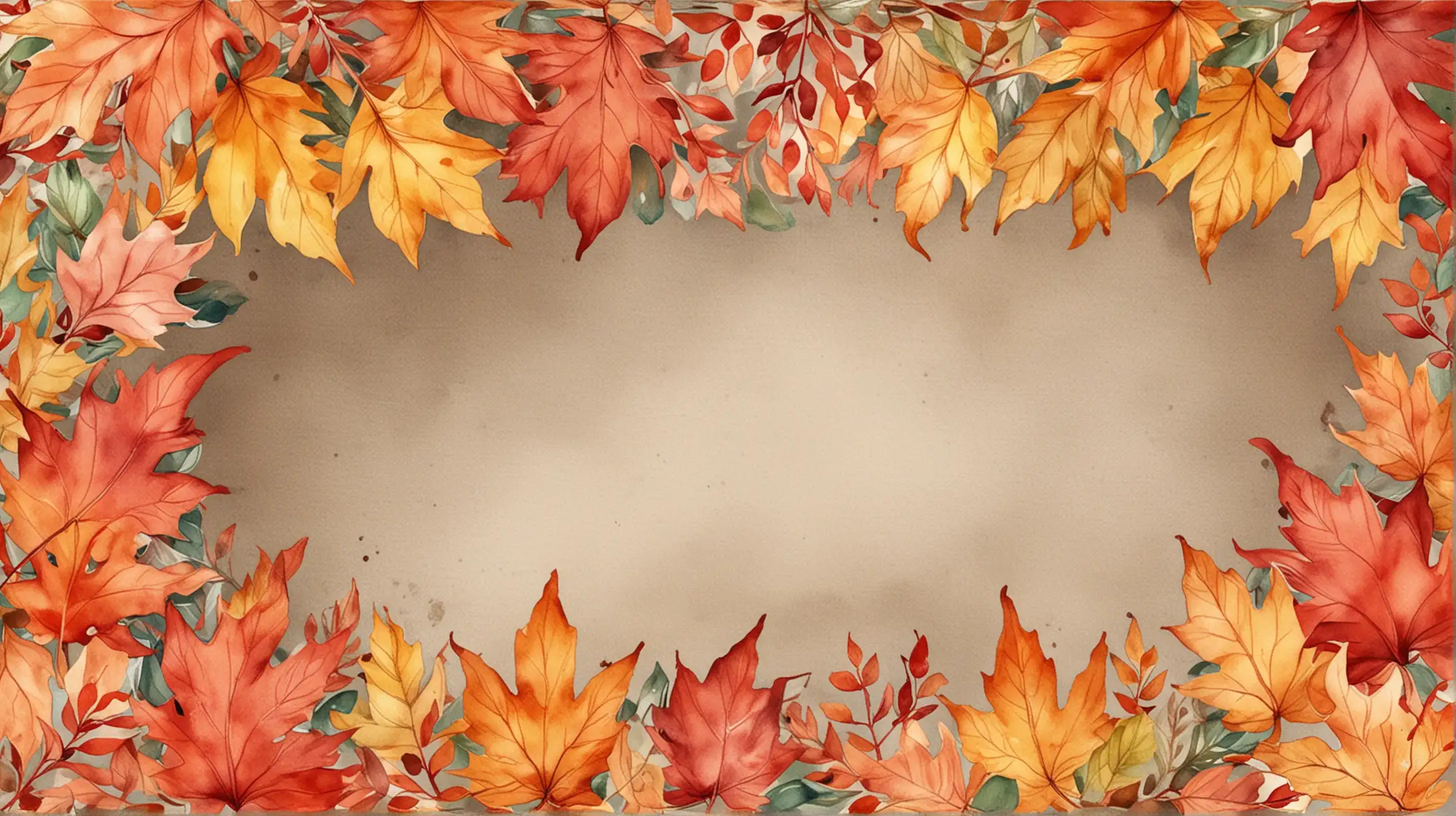 Watercolor Fall Leaves Border Vibrant Autumn Foliage Painting