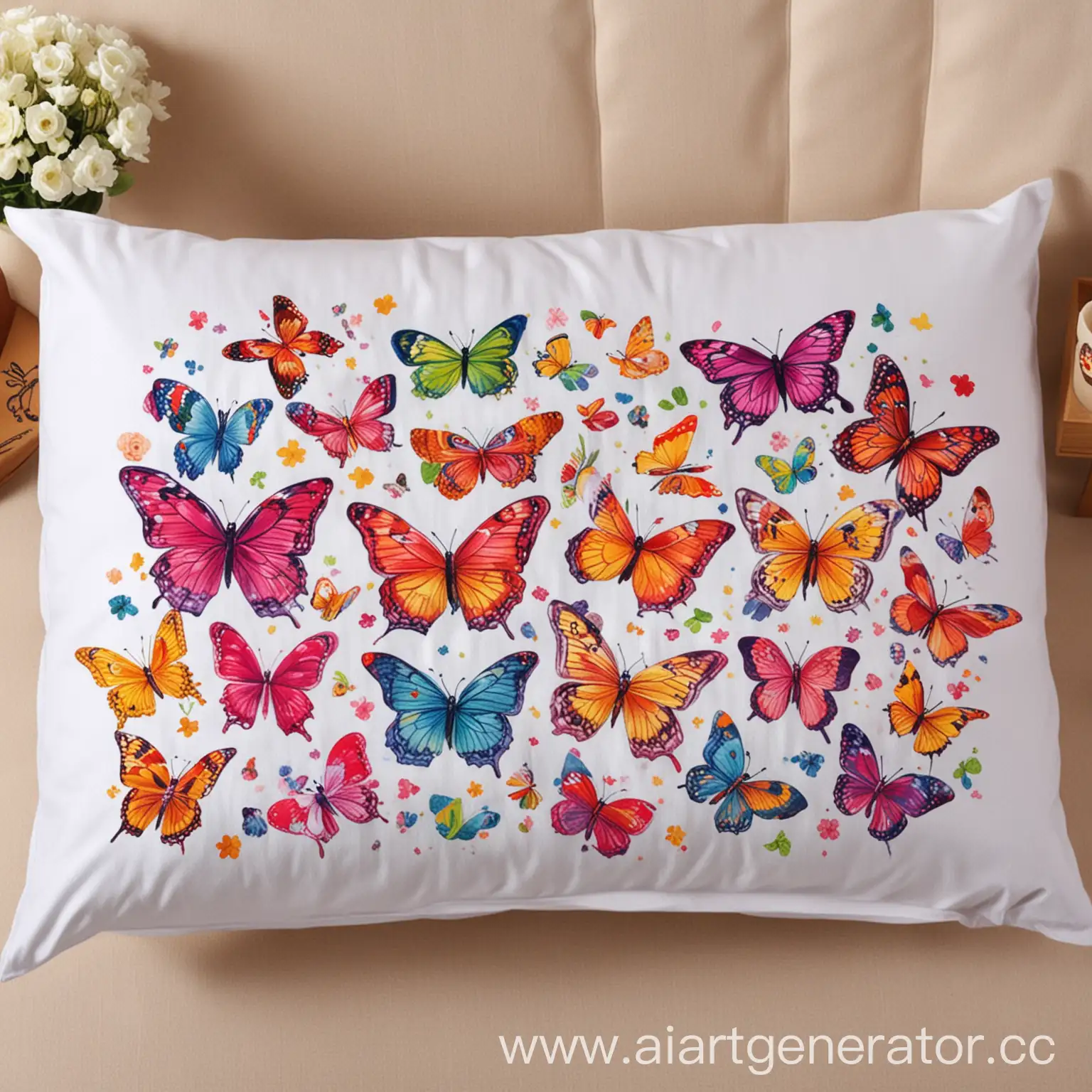 Butterfly, cartoon, pillowcase