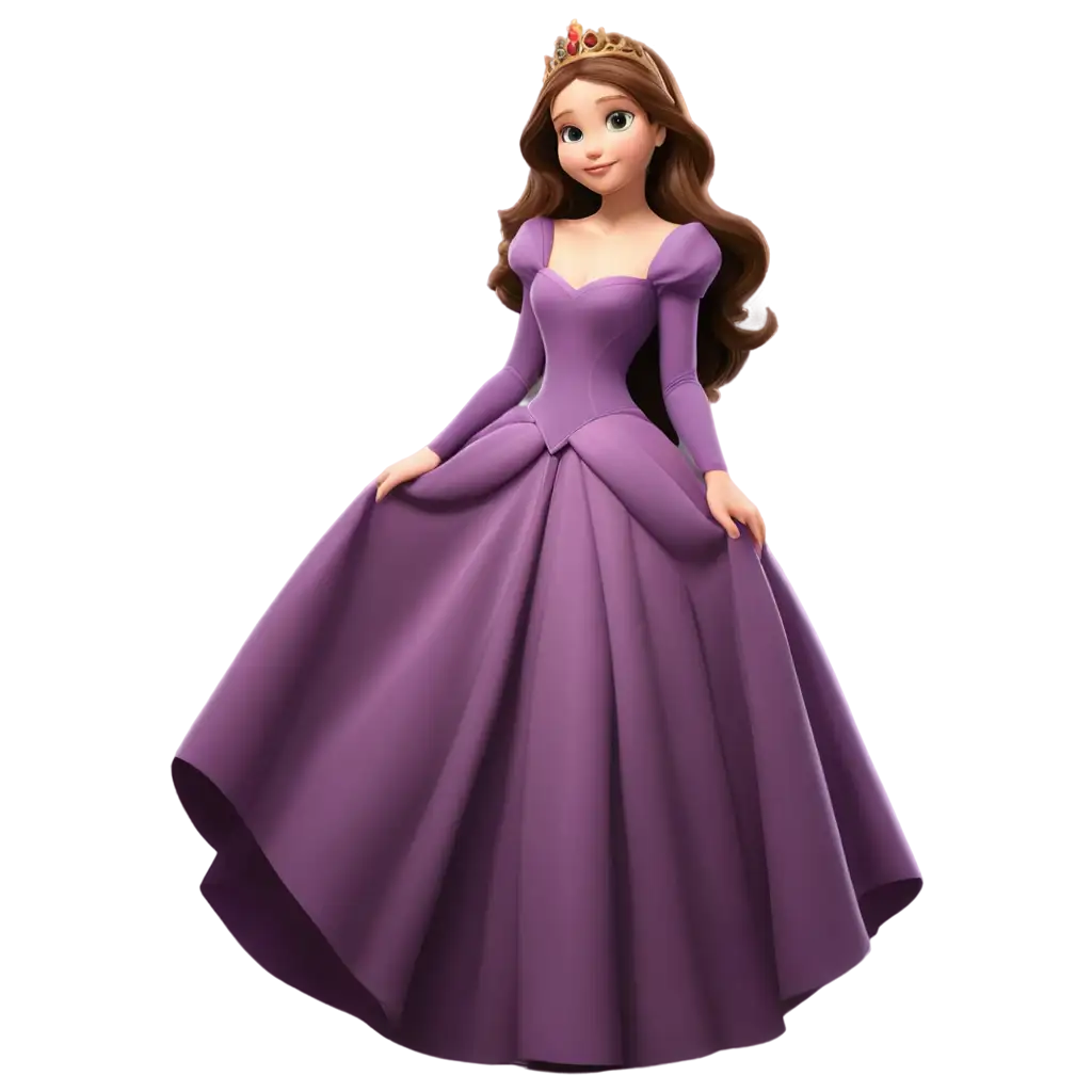 Cartoon-Princess-in-Long-Purple-Dress-PNG-HighQuality-Transparent-Image-for-Versatile-Use