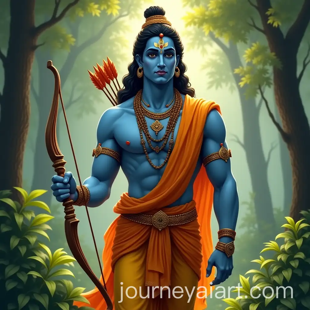 Lord-Rama-from-Hindu-Mythology-in-a-Serene-Forest-Background