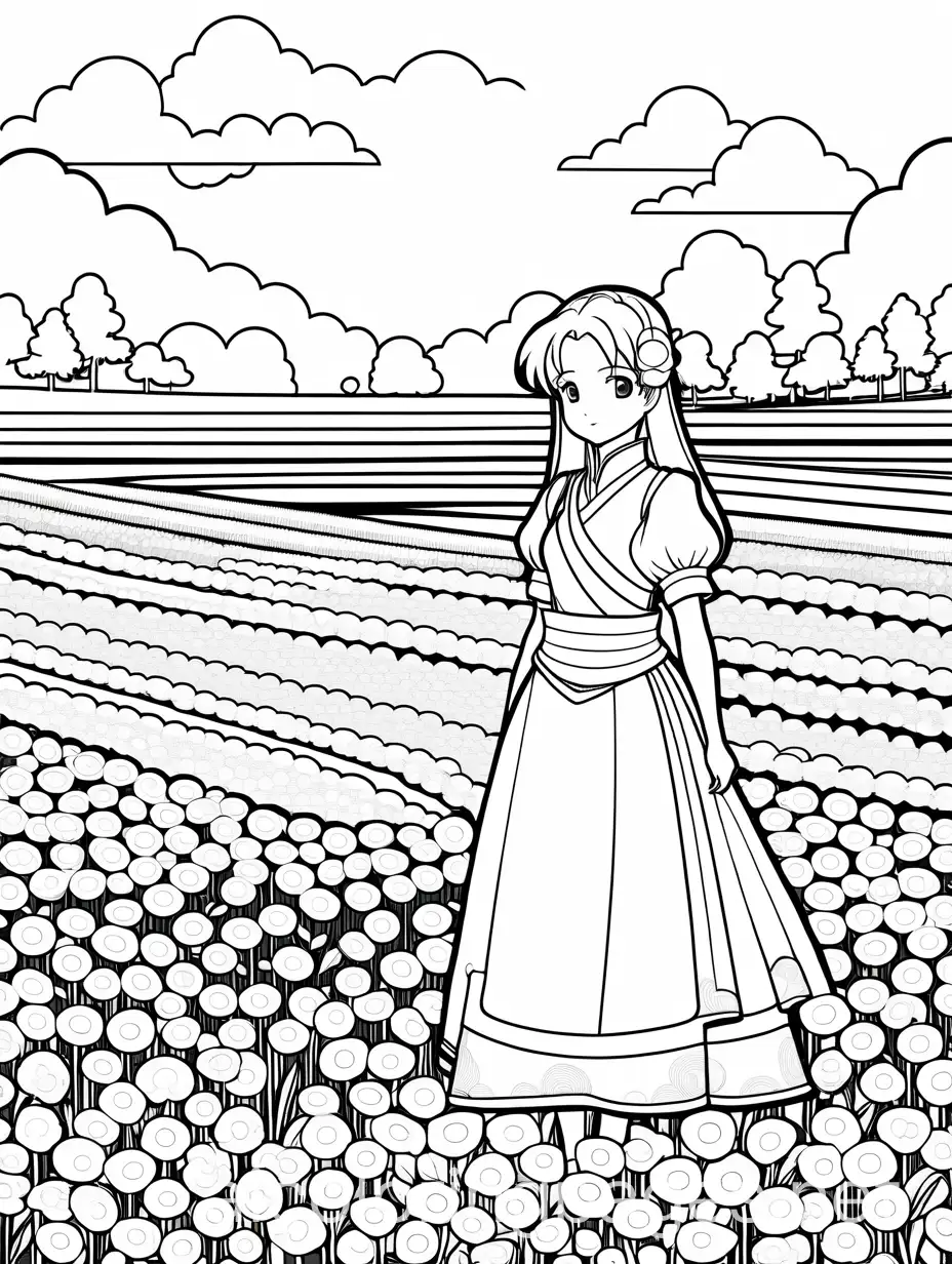 Anime-Character-Coloring-Page-in-Flower-Field