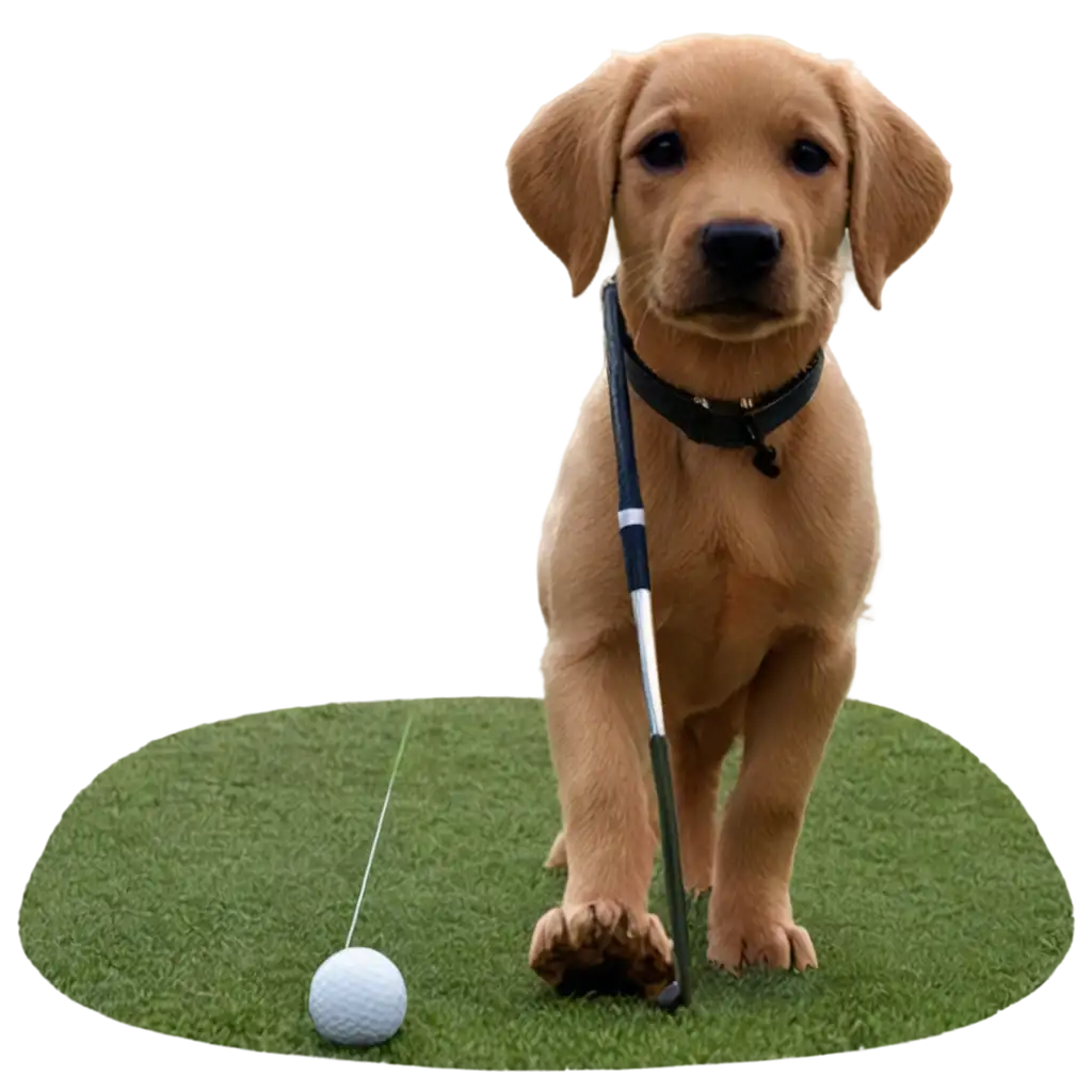 labrador retriever playing golf