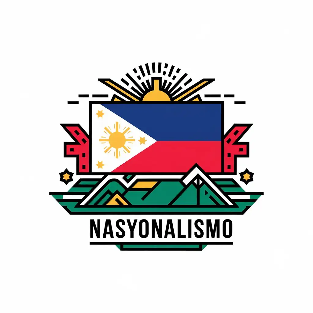 LOGO Design for Nasyonalismo Philippine Flag with Nationalist Symbols in Red White Yellow and Blue