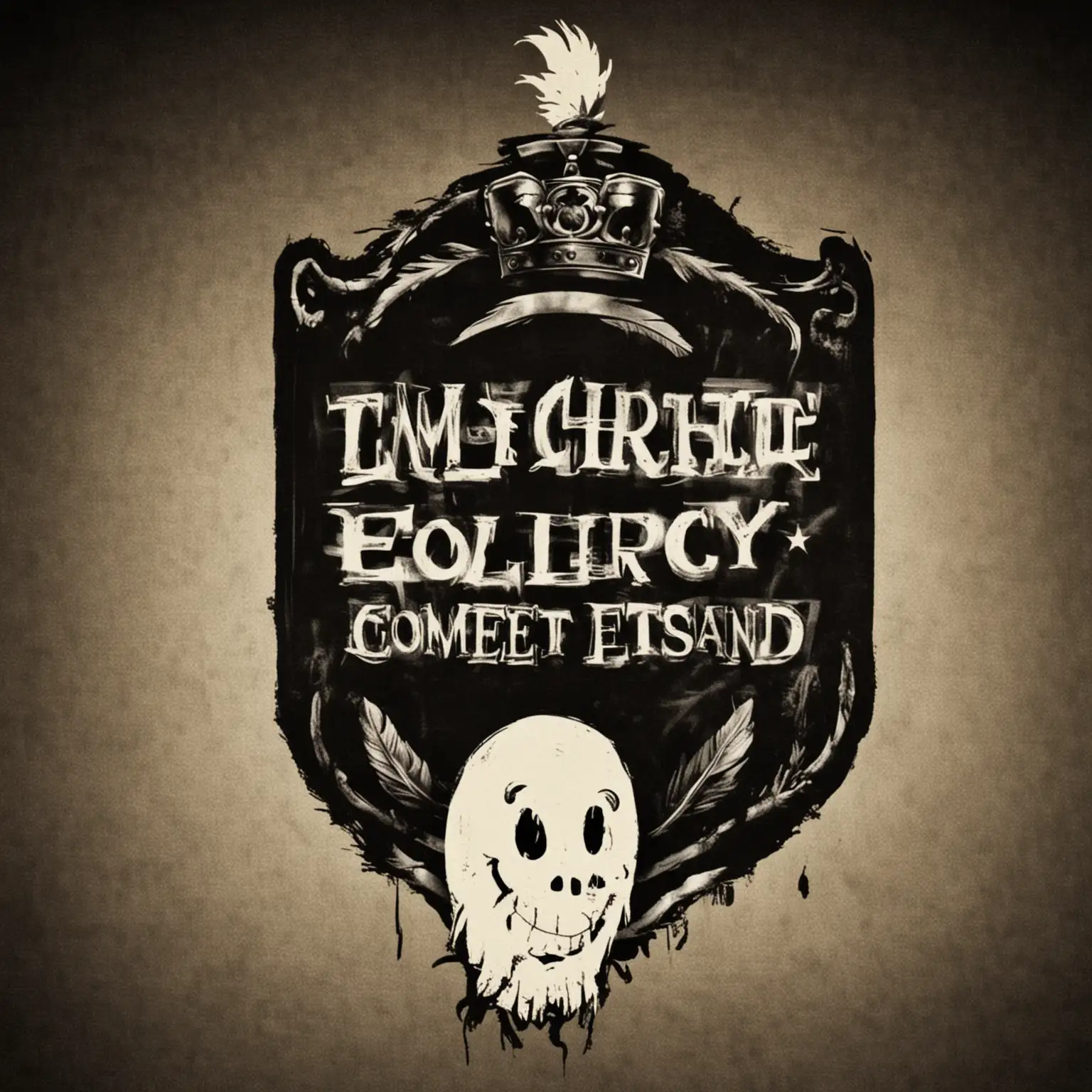 I need a background for text with a ghosted image of a comedy event tour as a background to a place where a logo will go. It needs to show a textual empty space with feather for text on the tale of TImmay Talfor the laughing soldier ghost. 