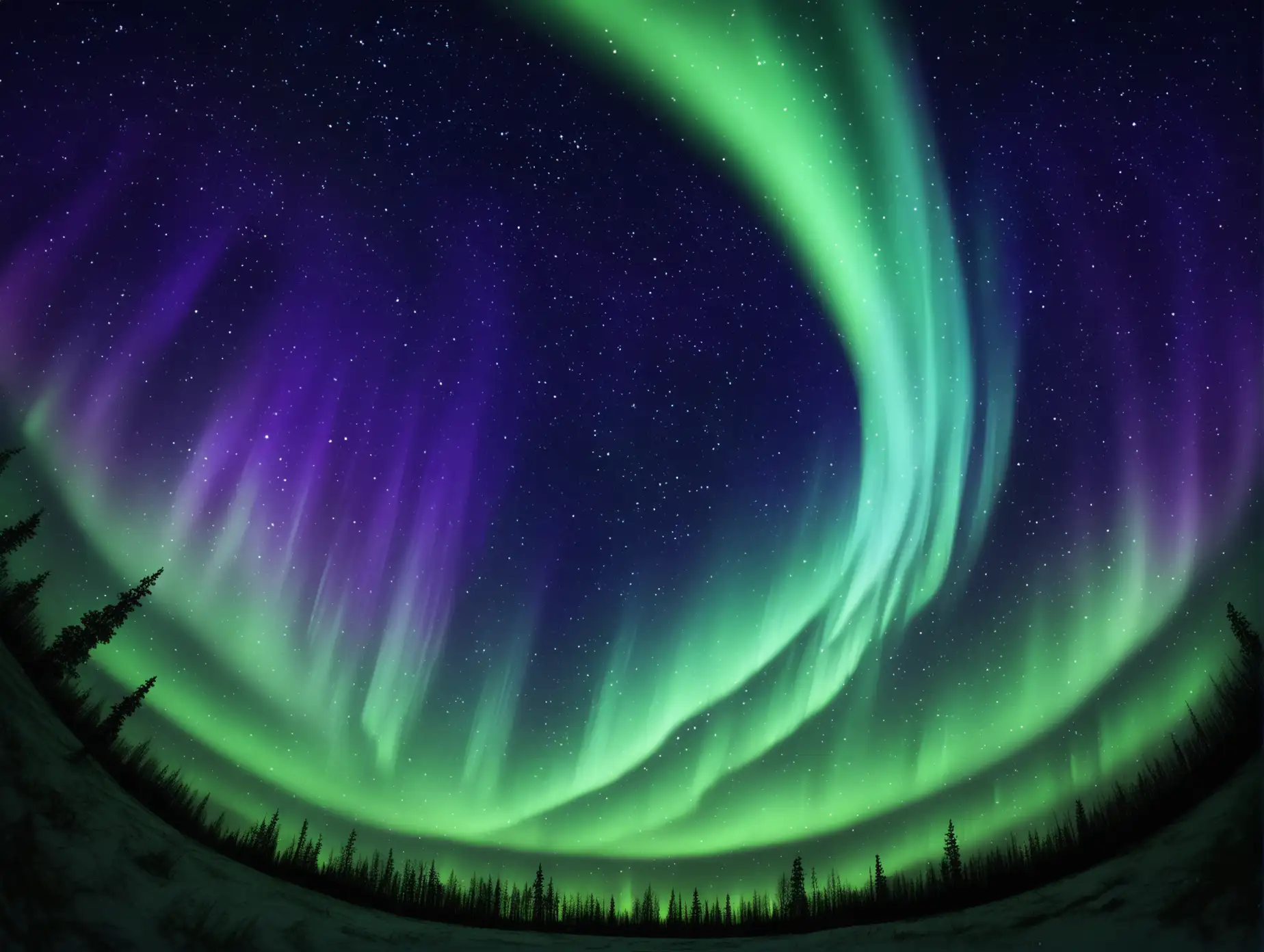 Stunning-View-of-the-Northern-Lights-Under-a-Starry-Sky