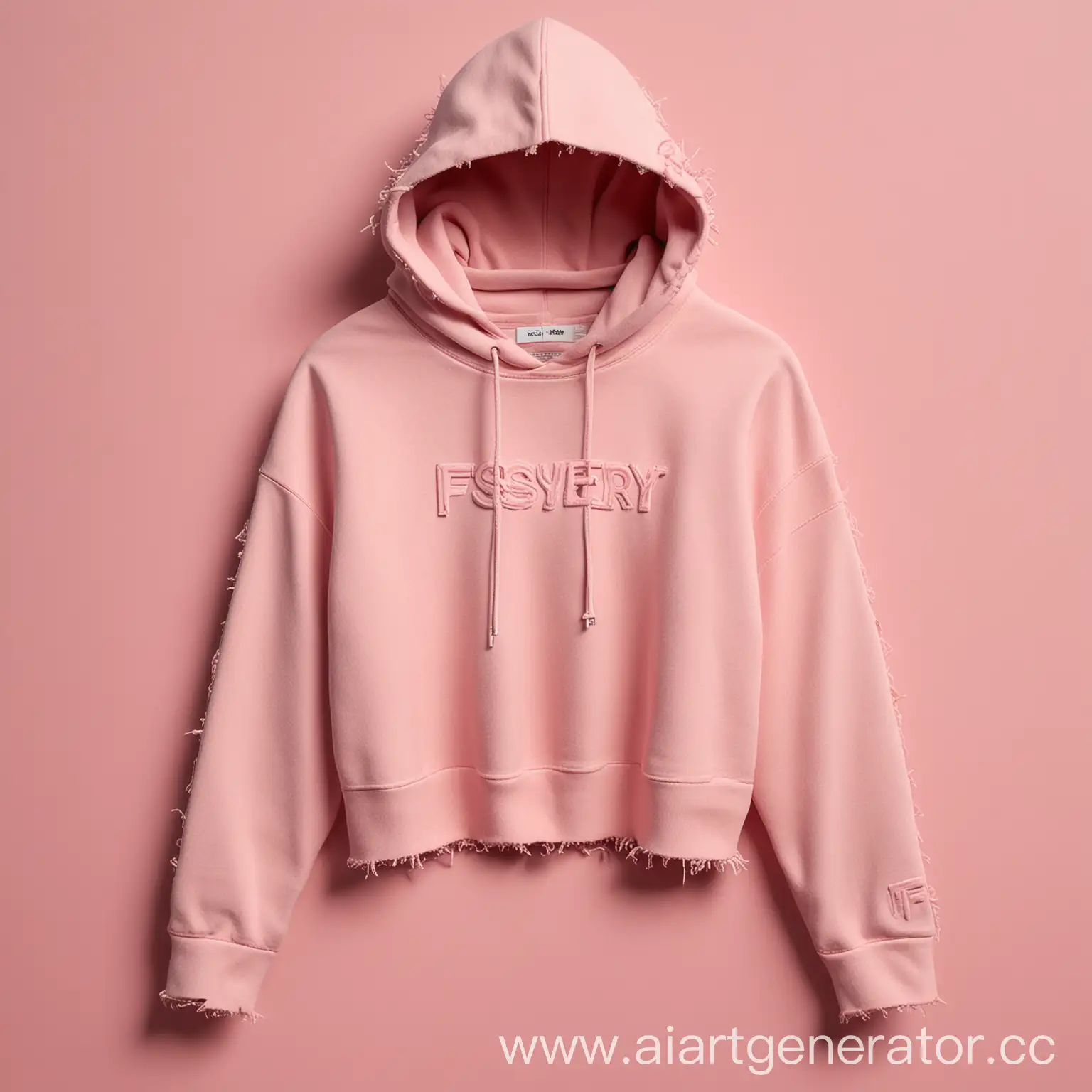 Fashionable-Pink-Cropped-Hoodie-with-Frayed-Fabrics-and-Fseypink-Logo