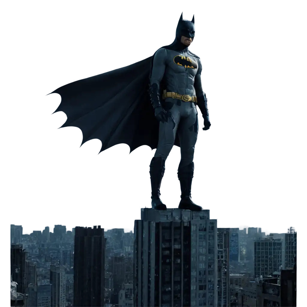 Batman-Stands-on-Top-of-a-Building-HighQuality-PNG-Image-for-Versatile-Use