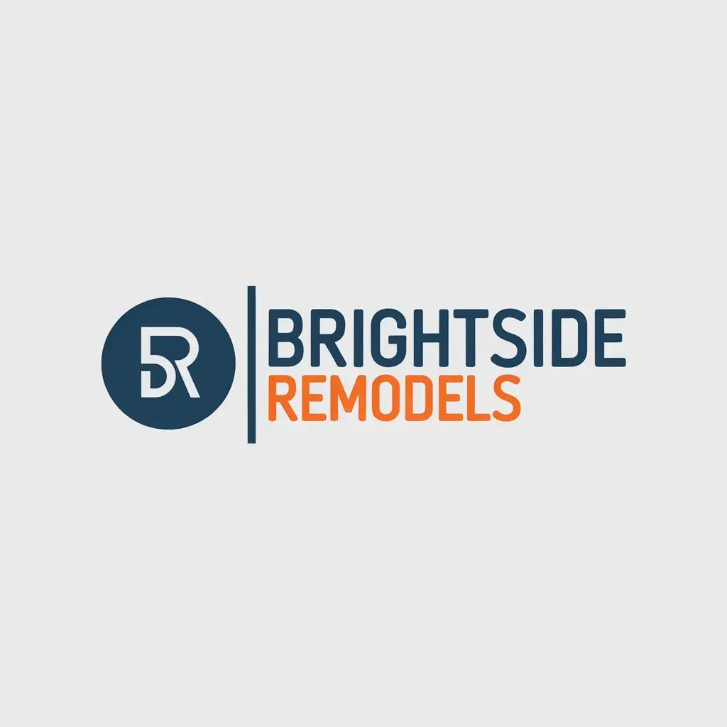 LOGO Design for BRIGHTSIDE Remodels Dark Blue Vibrant Orange with Circular BR Icon and Modern SansSerif Font