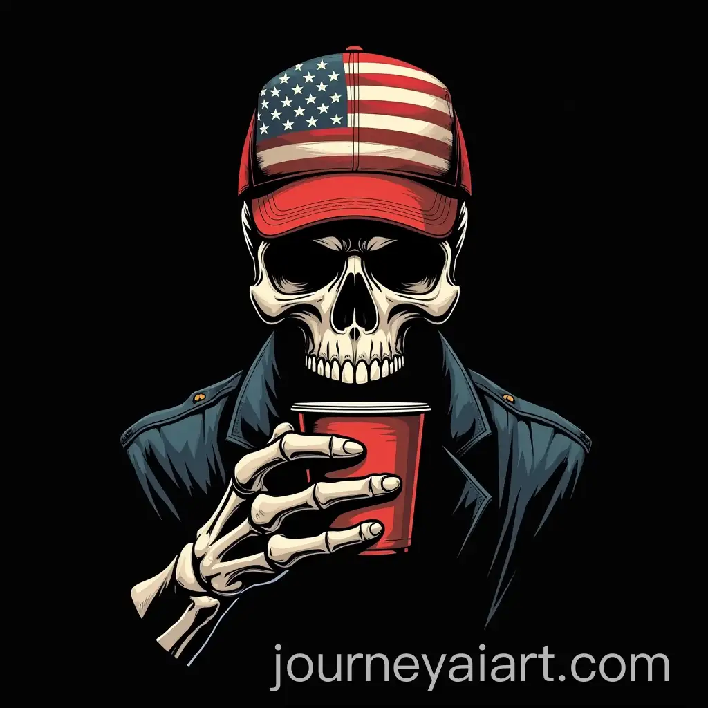 Vector-Biker-Emblem-Skull-in-Baseball-CapAI-Image-Expansion-Holding-Coffee-Cup-with-American-Flag-Design