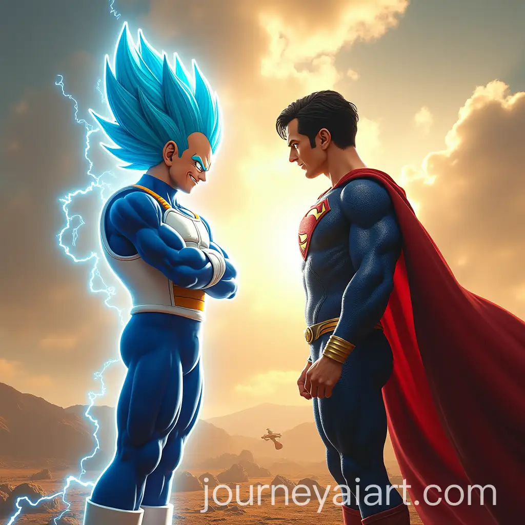 Vegeta-and-Superman-Face-Off-in-Intense-Standoff-with-Explosive-Energy-Collisions