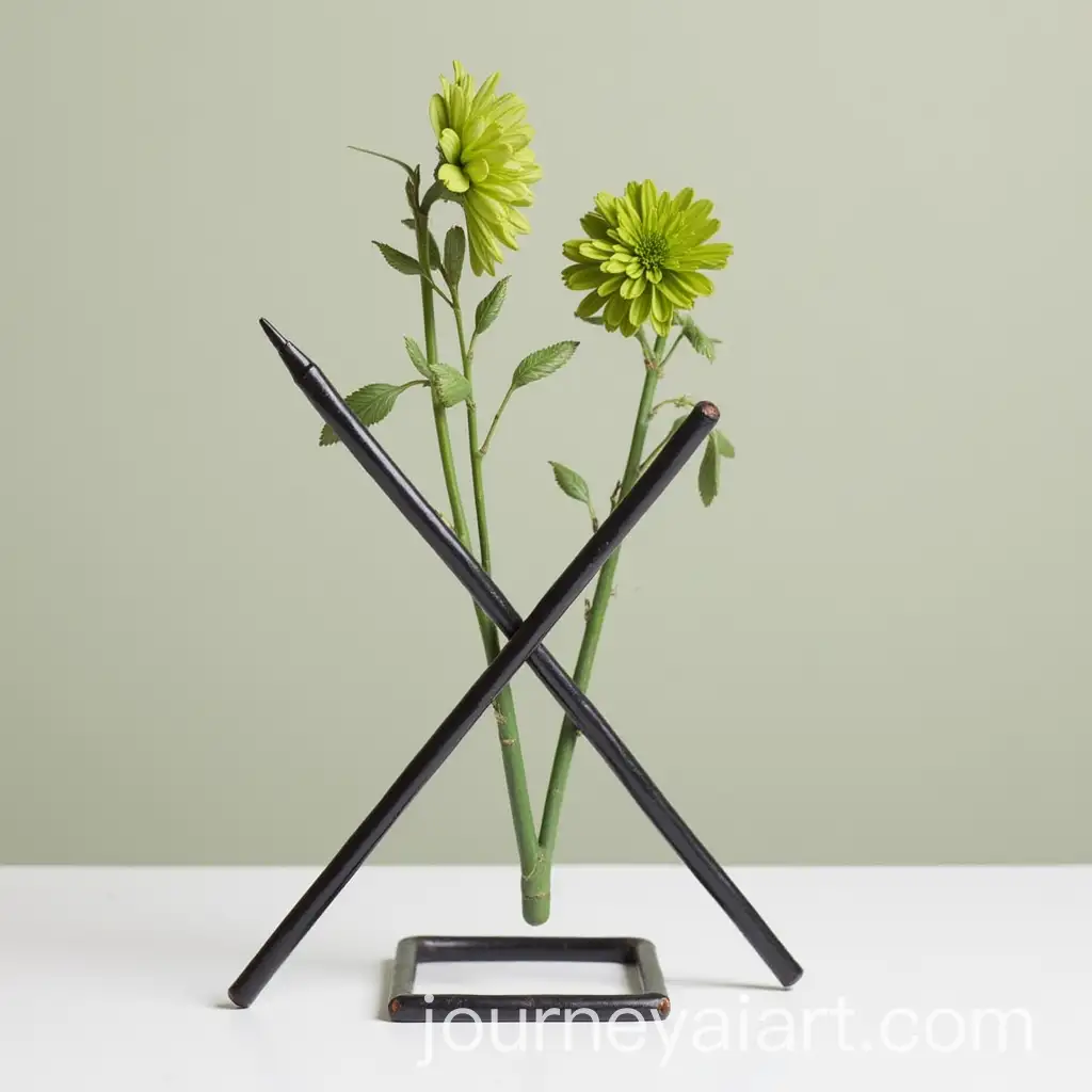 Black-Iron-Pencil-and-Flower-Holder-with-XShaped-Design