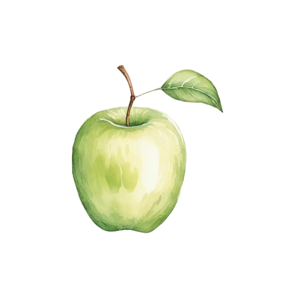 apple, 2D,Hand drawn,  watercolor style