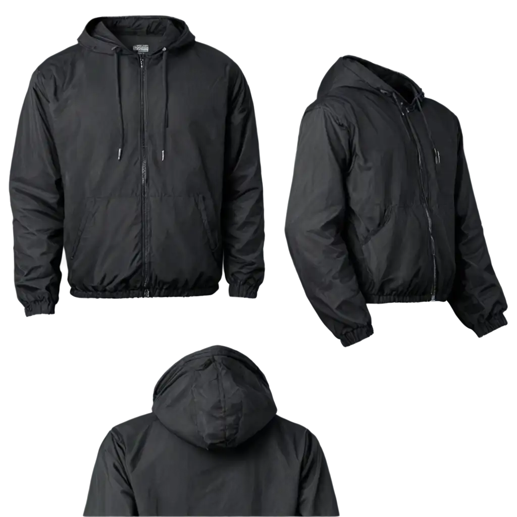 HighQuality-Black-Parachute-Hoodie-Jacket-PNG-with-Dual-Side-Views-for-Enhanced-Online-Visuals