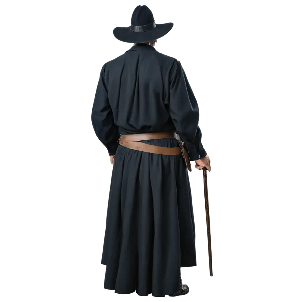 Realistic-Pilgrim-of-1500-from-Behind-Wearing-Black-Clothes-PNG-Image