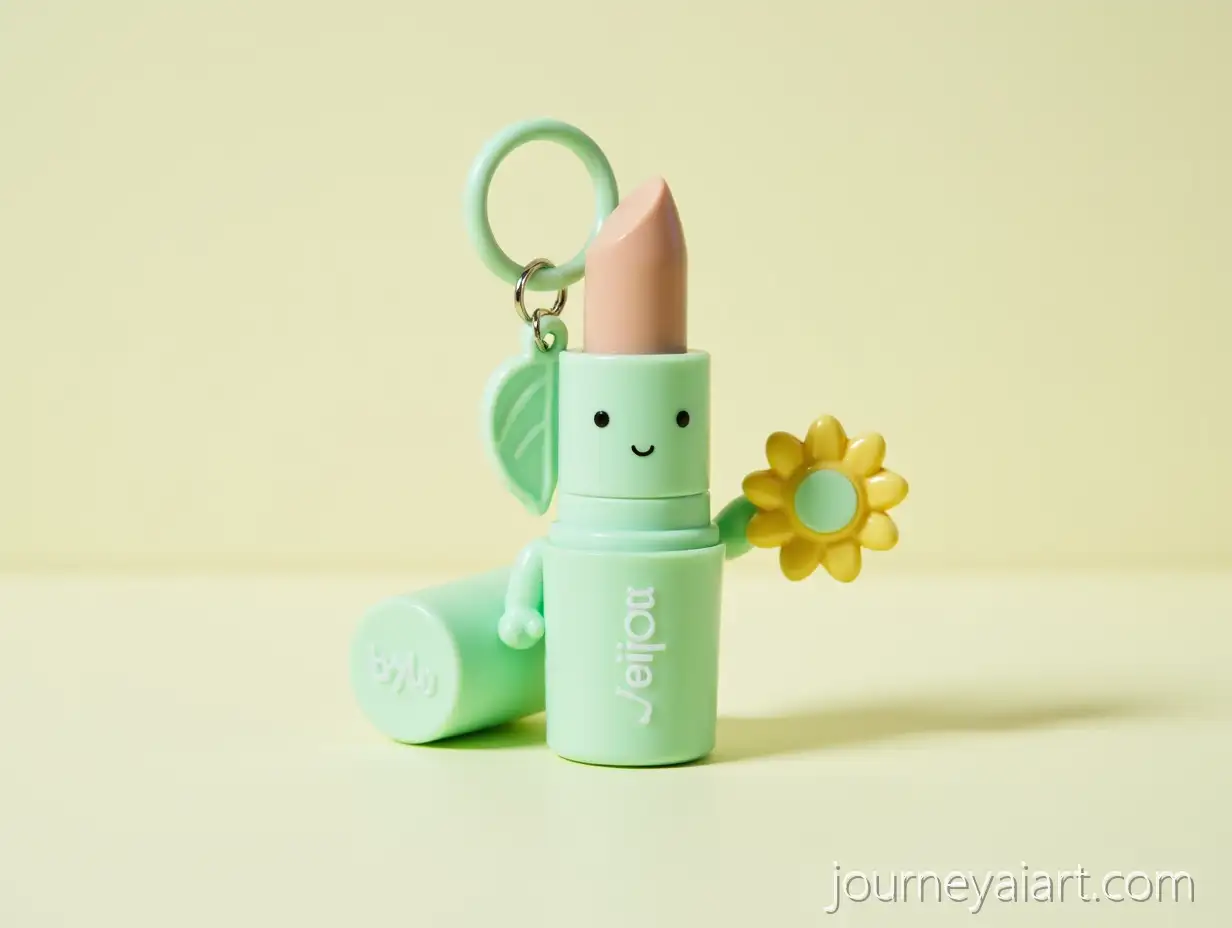 PastelPastel-green-keychain-figure-Green-Keychain-Figure-with-Sunflower-Charm-Inspired-by-Eidyl-Velvet-Dream-Lipstick