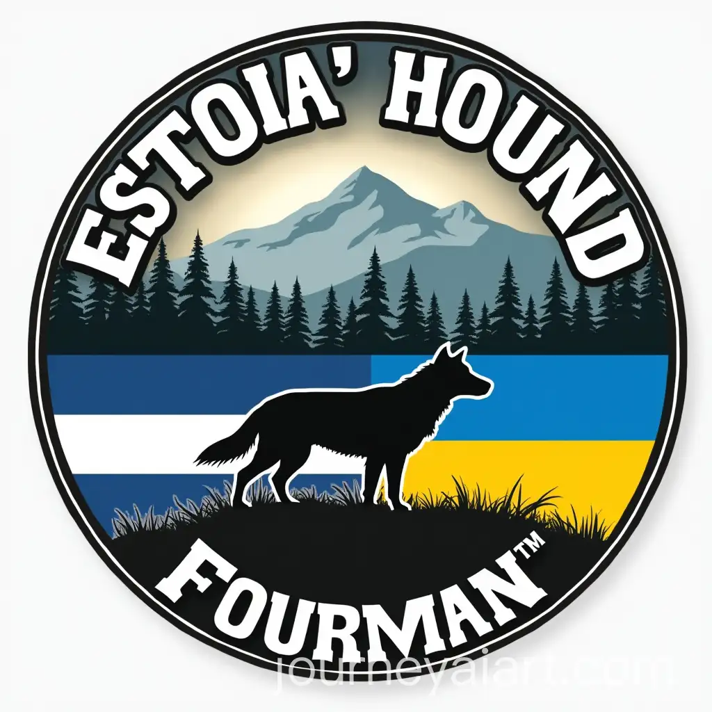 Estonian-Hound-Logo-with-Hunting-Elements-and-Flags-of-Estonia-and-Ukraine