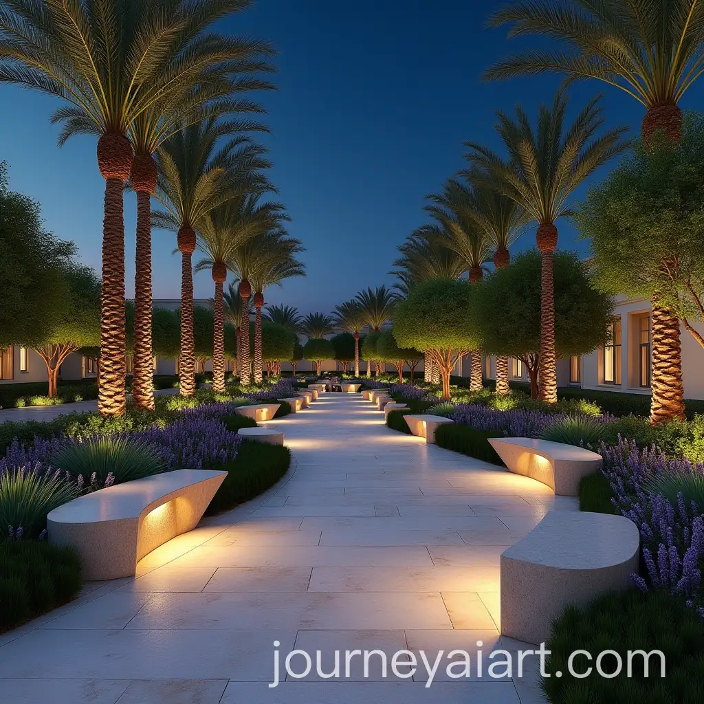 Pedestrian-PathwayAI-Image-Prompt-Expansion-with-Date-Palms-and-Sculptural-Stone-Benches-Under-Night-Sky