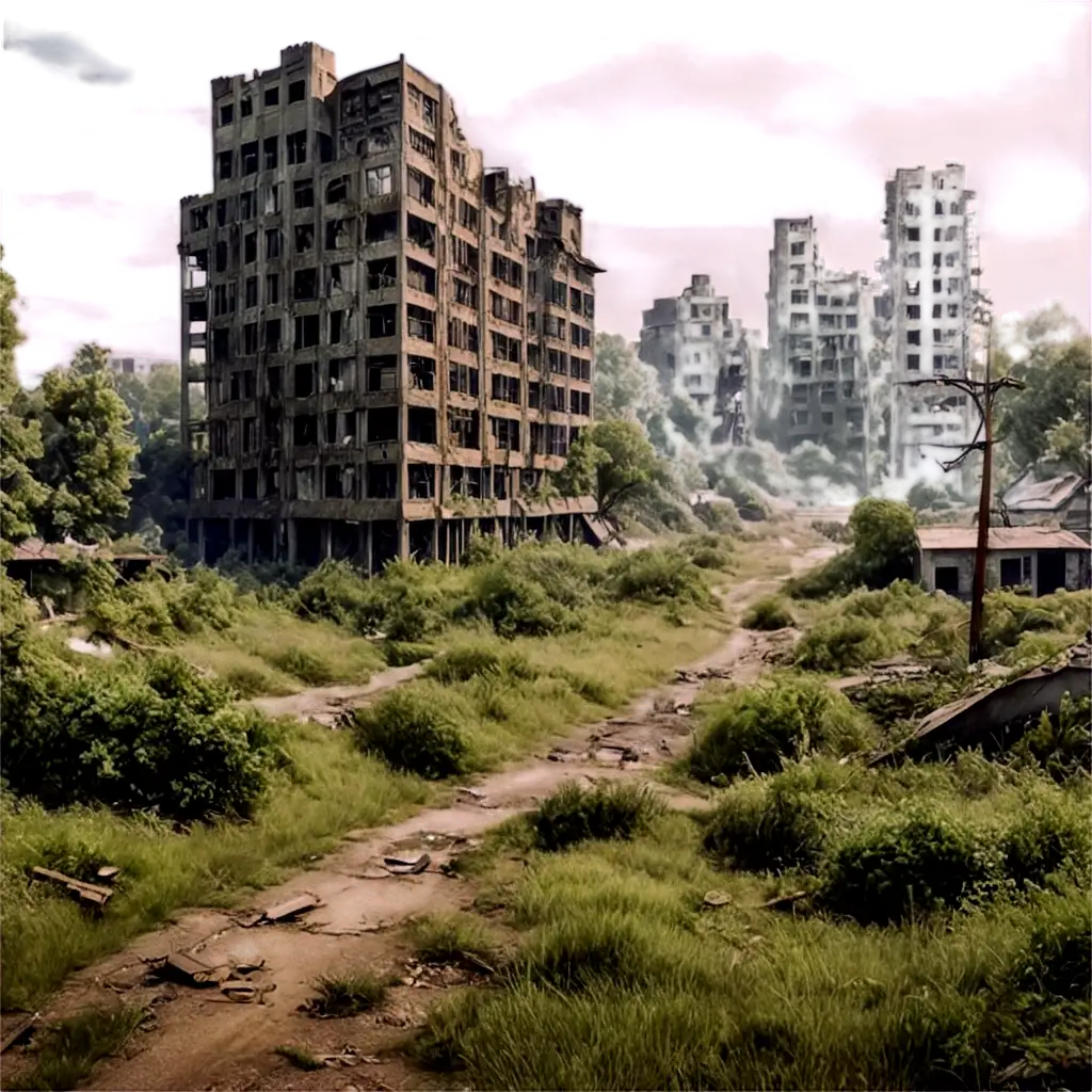 Photorealistic-PNG-of-PostApocalyptic-Abandoned-City-Overtaken-by-Nature