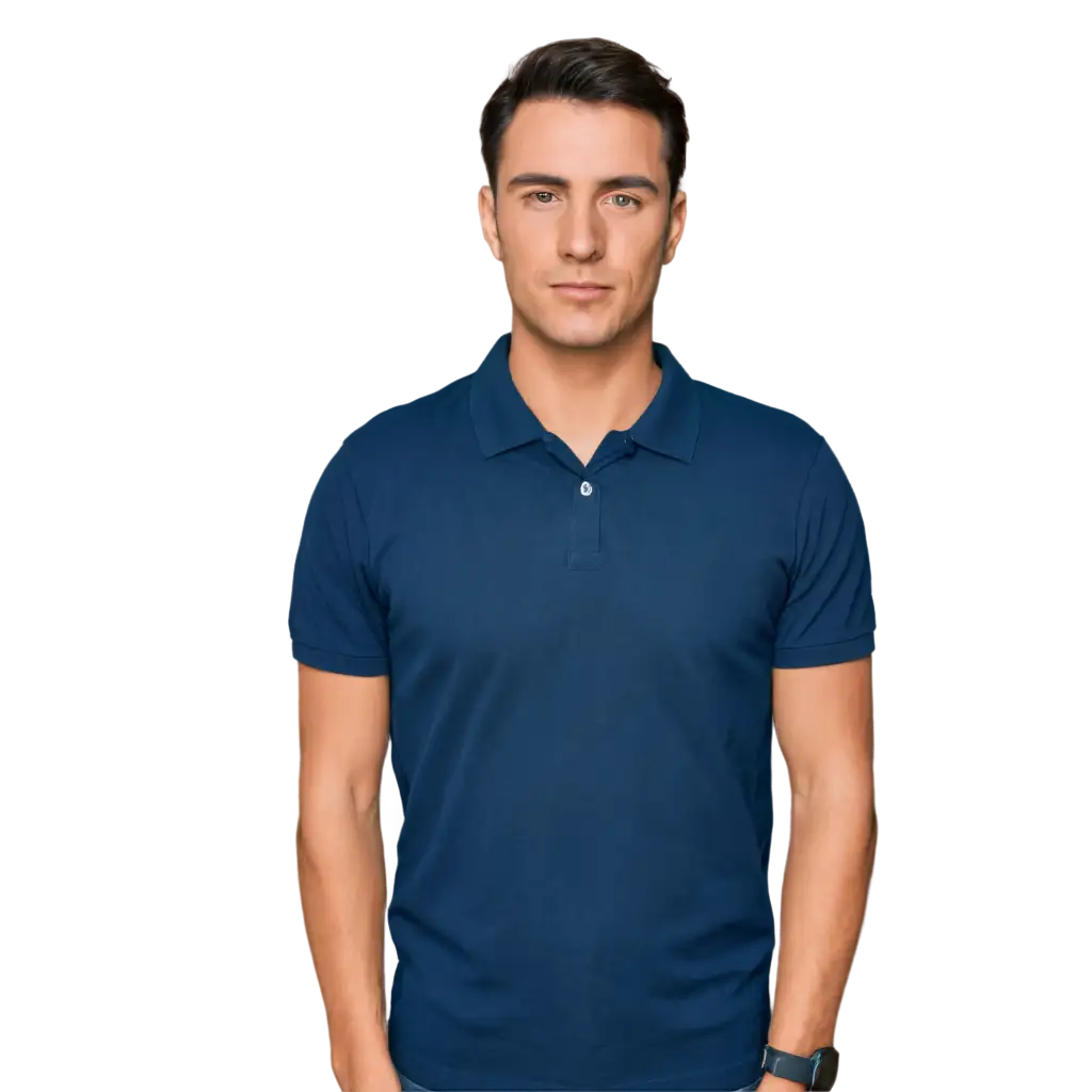 Handsome-Man-in-Navy-Blue-Polo-Shirt-PNG-High-Quality-Image-for-Versatile-Usage