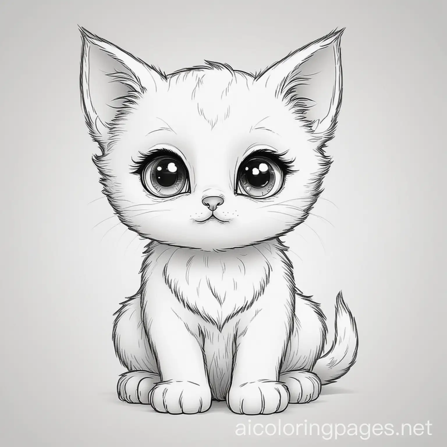 Cute-Kitten-with-Big-Eyes-for-Kids-Coloring-Page