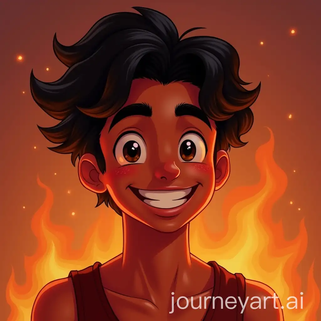 Young-Fiery-RedSkinned-Man-with-Friendly-Smile-and-Thick-Black-Hair