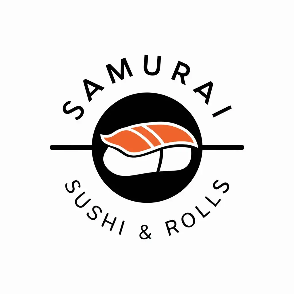 a vector logo design,with the text "Samurai Sushi & Rolls", main symbol:Sushi,Minimalistic,be used in Restaurant industry,clear background