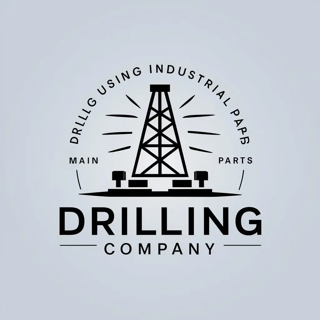 a vector logo design,with the text "Drilling company using industrial parts", main symbol:drilling rig, oil derrick,Moderate,clear background