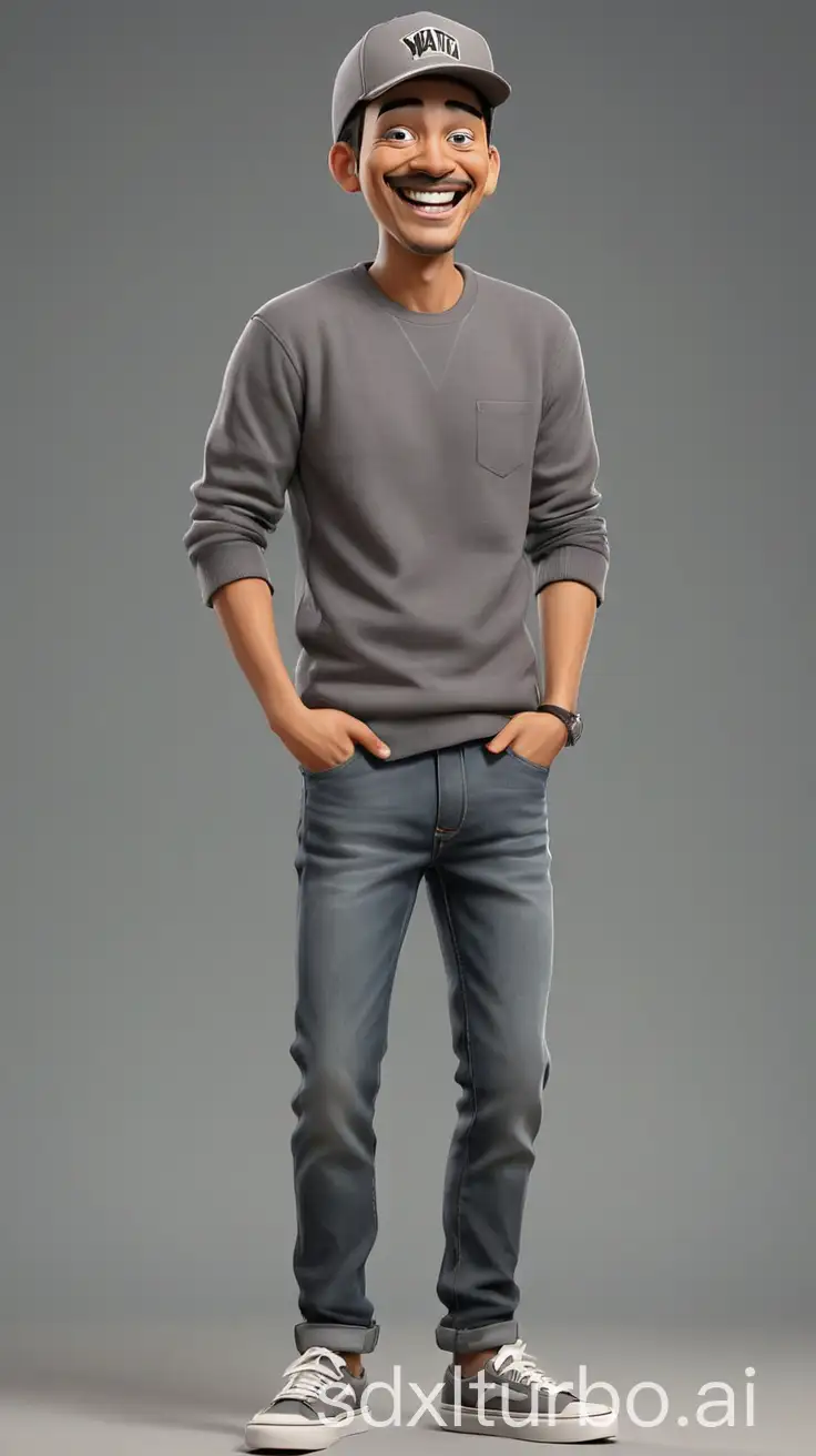 Realistic-3D-Caricature-of-Indonesian-Man-in-Casual-Outfit-Laughing