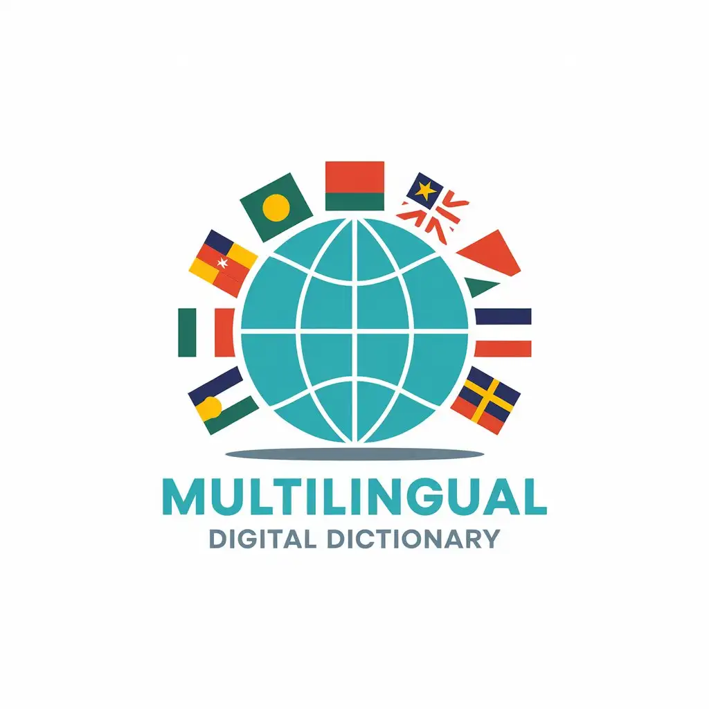 LOGO Design for Multilingual Digital Dictionary Turquoise Blue Gray with International TechnologyInspired Theme