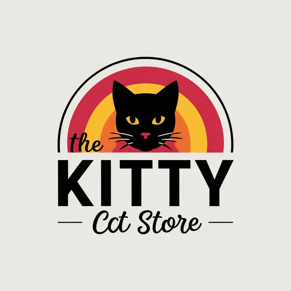 LOGO Design for The Kitty Cat Store Bright and Vibrant Cat Silhouette Theme