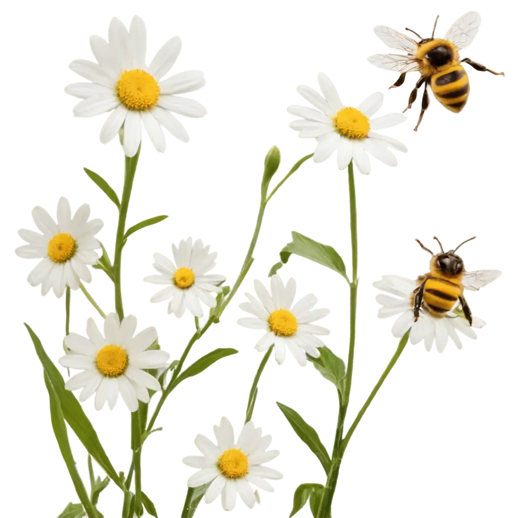 Daisies-and-Bee-PNG-Capturing-Natures-Beauty-in-HighQuality-Graphics