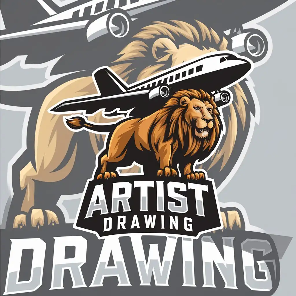 LOGO Design for Artist Drawing Lion with Cargo Plane in a Modern and Minimalist Style