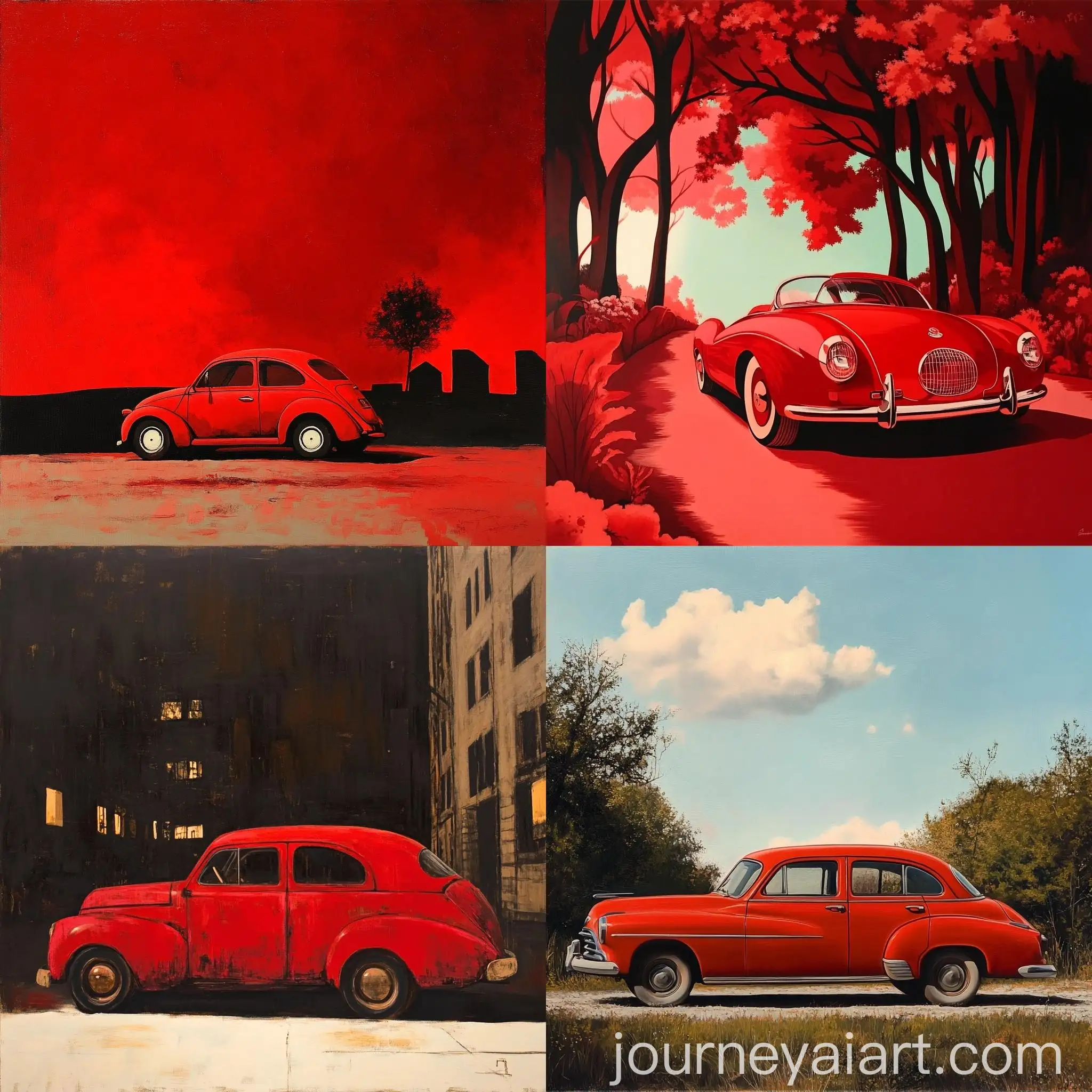 Red-Car-Driving-on-Coastal-Road