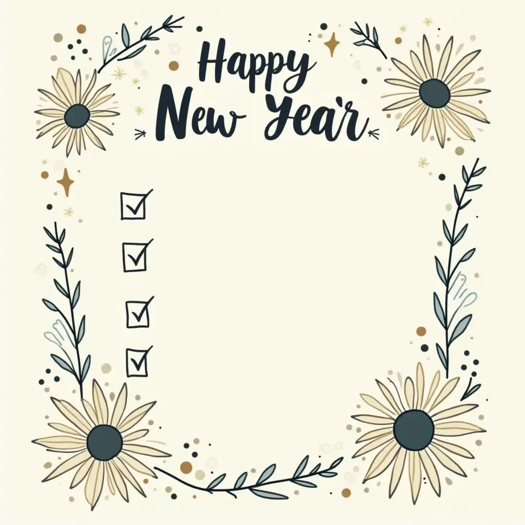 Create an illustration with a list of new year's resolutions