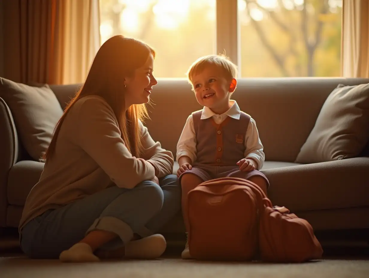 Child-and-Parent-Relaxing-Together-on-Sofa-AfterChild-and-Parent-Relaxing-School-in-Autumn-Light