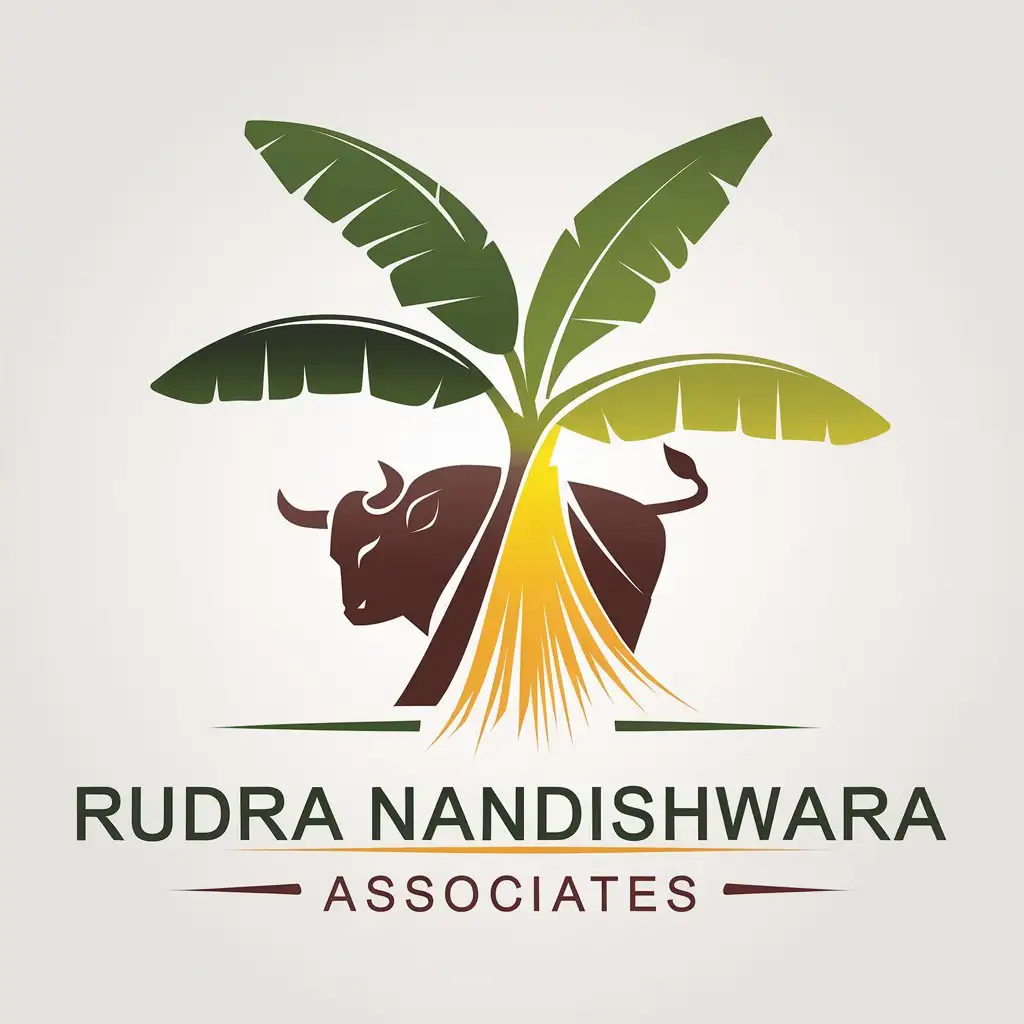 LOGO Design for Rudra Nandishwara Associates Banana Tree and Fiber Strands with Bull Element