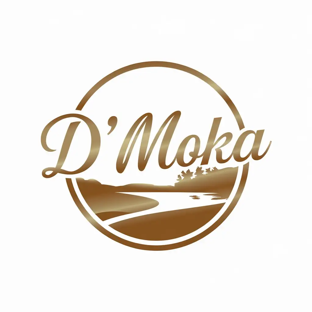 LOGO-Design-for-DMoka-Golden-Circle-with-Elegant-Cursive-Typeface-and-Country-Landscape